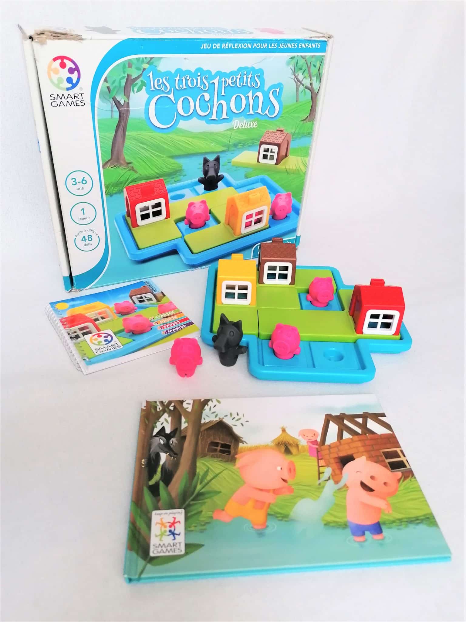 Jeu SmartGames - Les Trois Petits Cochons - Jeu De Réflexion Enfant 3-6 Ans - 48 Défis - Avec Livre